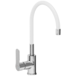 Смеситель для кухни AVRORA Kitchen AV9002W с высоким гибким изливом белый