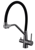 Смеситель для кухни AVRORA Kitchen AV9006GM с высоким гибким изливом графит