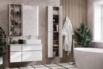 Шкафчик "Мишель" Дуб Эндгрейн/Белый