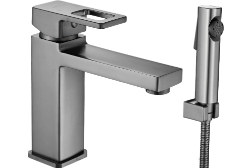Смеситель Shevanik S8271T с гигиеническим душем, оружейная сталь