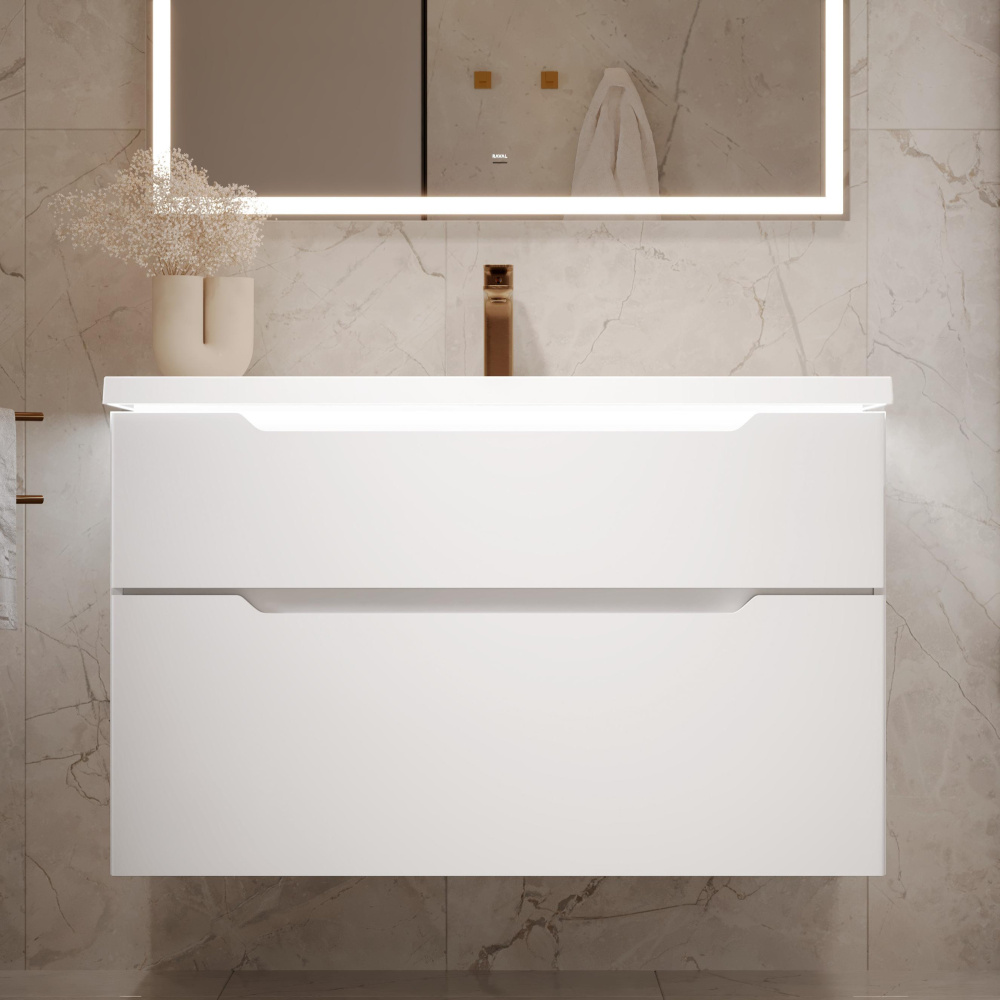 Тумба JORNO Puro 100 подвесная с органайзером Белый