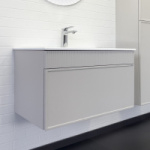 Тумба-умывальник "Мадрид-80" серый шелк с раковиной COMFORTY 80Е 