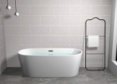 Ванна акриловая отдельностоящая Cerutti Spa RESIA 168*73*58, белая, со сливом-переливом (7388)