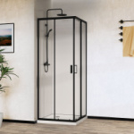 Душевой уголок Vincea 90*90*195 City черный, стекло прозрачное, VSS-5CT900CLB