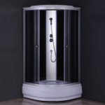 Душ. кабина 307GG 90*90*215 COMFORTY, серое стекло, задн. черн. стекл. панель, низ. поддон