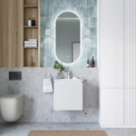 Тумба с раковиной подвесная левая Итана BAND 50 с распашной дверцей Белый матовый Soft touch