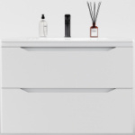 Тумба напольная Style Line Марелла 80 (2 ящ.) Люкс Plus белый матовый антискрейтч