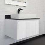 Тумба "Марсель-75" белый матовый со столешницей под мрамор Калакатта Блэк с раковиной COMFORTY 78189